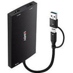 Lindy I/O muundur 43430 USB Type A ja C kahekordseks HDMI 4K60, 1 USB-C, 1 USB 3.2, must