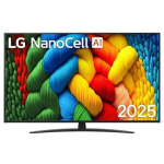 LG NanoCell AI 55NANO81A6A, 139,7 cm (55") 4K Ultra HD nutiteleviisor, Wi-Fi, Bluetooth, WebOS, 3x HDMI 2.1, 2x USB, 20 W