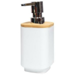 Besk Vedelikuseebi dosaator Max 9125489, valge bambusest kaanega, ABS plastmass, kroomitud pump, seinakinnitus