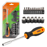 Kruvide ja mutrite komplekt, ISMA, IS-5171, 17 osa, sisaldab kruvikeeraja-bitipidajat ja 1/4" adapterit