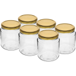 580 ml keeratava kaanega purk kuldse kaanega &Oslash;82/6, 6 tk BROWIN 132580, klaas, 9.4x9.4x11 cm