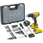 Stanley L&ouml;&ouml;ktrell SFMCD715D2A-QW, 18V, 2x2Ah, 1,25A laadija, 100 tarvikut, harjadeta mootor, LED valgus