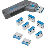 Logilink USB pordi blokeerija AU0045, 1 v&otilde;ti, 8 lukku, sinine, f&uuml;&uuml;siliselt blokeerib USB pordi juurdep&auml;&auml;su