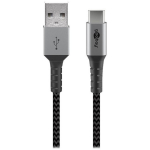 Goobay S&uuml;nkroonimise ja laadimise kaabel 49297, 2m, USB-C kuni USB 2.0, 3A, punutud, alumiiniumist &uuml;hendus