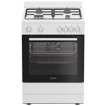 Indesit I6G5KCW, gaasipliit elektriahjuga, 72L, 60cm, valge, vabaltseisev, grillimine, 4 p&otilde;letit, A klass