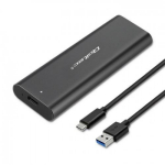 Qoltec 50311 SSD-korpus, must, M.2, USB 2.0/3.2 Gen 1, USB-C, SATA, 1 ketas, 80/42/60/30mm