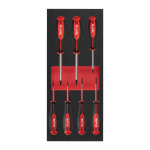 TRĪSPLAKŅU ROKTURA SKRŪVGRIEŽU PUTU MATERIĀLA IELIKTŅU KOMPLEKTI, SCREWDRIVER TX SET 1 FOAM INSERT - 7 PC, 4932492391 MILWAUKEE