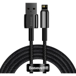 Baseus Tungsten Gold kaabel USB iP CALWJ-A01, 2m, 2.4A, 480MB/s, must, nailon, tsinkisulam