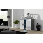 Cama Meble SOHO S7 SOHOKOM SZ/BI, 1200mm, 410mm, 800mm, 3 ust, 4 riiulit, MDF, puitlaastplaat, matt, l&auml;ikiv, klaas, hall, valge