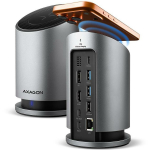 Axagon USB keskjaam HMC-WL9 10Gbps, 1&times; HDMI 4K/60Hz, 1&times; DP 4K/60Hz, 3&times; USB-A, 1&times; USB-C, 1&times; RJ45, 15 W juhtmevaba laadimine