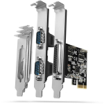 Axagon Adapter PCEA-PSN 1x paralleel DB25, 2x RS-232 DB9 250 kBd, PCIe 5 Gbit/s, CE, RoHS