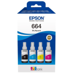 Epson 664 EcoTank 4 v&auml;rvi komplekt C13T66464A, 4 tk, must, kollane, sinine, punane, originaal