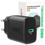 Green Cell PowerSource Solo30 CHARB-GC-30C-B, 30W, USB-C, PD, must, seinapistikuga laadija