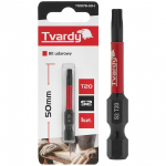 Ietekmes skrūvgrieža uzgalis T20, Tvardy, T00178-50-1, 50mm, S2 tērauds, magnētiskais gals