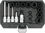 Bremžu balstu muciņu un uzgaļu komplekts 17PCS, YATO, YT-06812, CrV materiāls, 1/4", 3/8", 1/2" izmēri