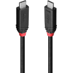 Lindy USB4 1m 240W Type C kaabel 37001, 40Gbps, must, 2x Type C isane, 8K tugi