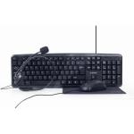 Gembird 4-in-1 kontorikomplekt KBS-UO4-01, USB, 104 nuppu, 3 nuppu, 1000 dpi, must