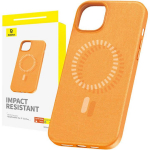 Baseus Magnetiline telefoni korpus iPhone 15 Plus P60157305713-02, oranž, N52 magnetid, PU nahk, &otilde;huke disain