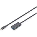 Digitus aktiivne USB 3.2 Gen1 5G pikenduskaabel DA-73110, 5m, must, kahekordne kaitse, kuni 5Gbps
