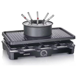 Severin RG 2347 Raclette-Fond&uuml; kombinatsioon, 1400 W, 42x26 cm, 120-230&deg;C, must, 8 panni, LED