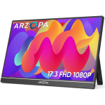 Arzopa A1 M kaasaskantav monitor, 17.3", IPS, FHD, 1920x1080, 60Hz, 1ms, 300 cd/m&sup2;, 178&deg;, 2xUSB-C, Mini HDMI, 2W, must