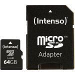 Intenso MicroSDXC m&auml;lukaart 3413490 64 GB, lugemiskiirus 25 MB/s, klass 10, adapter kaasas, veekindel, l&ouml;&ouml;gikindel