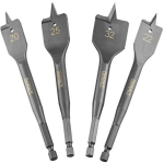 Dewalt lame puidu puurekomplekt DT4797-QZ, 4 tk, 1/4" Hex, Spade Bits, Tugev teras, 2.6 cm k&otilde;rgus