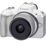 Canon EOS R50 WH + RF-S 18-45mm F4.5-6.3 IS STM 5812C013, 24.2 MP, ISO 32000, LCD 2.95", Wi-Fi, videotegevus, automaatne