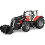 Bruder Traktor Massey Ferguson eeskoormaga BR-03047, 1:16, kummist profiilrehvid, eemaldatav koormaja, avanev kabiin
