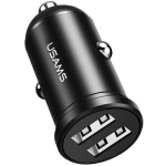 Usams Auto Laadija CC114 USA000867, 2xUSB, 5V, 2.4A, 12W, tulekindel ABS, kompaktne