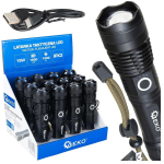 Geko taktikalamp LED XHP50 G15122A, 15 W, 1500 lm, 1800 mAh, USB Type-C, IPX3, teleskoopzoom, must