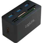 Logilink CR0042 USB jaotur kaardilugejaga, 3xUSB 3.0, 1xUSB 2.0, SD/microSD/CF/MS/M2, 2TB, 1m, must
