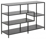 Riiul SEAFORD 114x35xH78cm, 4 riiulit, riiul: melamiin, v&auml;rv: hall, raam: must metall