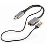 Gembird I/O adapter A-HDMIM-DPF-02 aktiivne 4K HDMI isane DisplayPort emane adapter, must, USB 2.0 1, Mini-DVI 1, DisplayPort 1