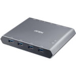 Aten 2-Port 4K USB-C KVM l&uuml;liti US3311-AT-G, 4 x USB 3.2 Gen 1, 100W, titaan, 2 kohalikku kasutajat, 8K tugi