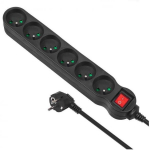 Maclean pikendus MCE188, 2300W, 5m, 6 pesa, must, laste kaitse, l&uuml;liti