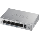Zyxel GS1005HP-EU0101F kommutaator, 5xGbE, 4xPoE+, 60W, 10Gbit/s, 128KB, 9KB, QoS, EEE, ventilaatorita