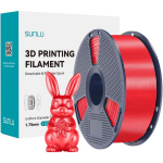 Sunlu PLA+ Silk R, punane, 1.25 g/cm&sup3;, 9 g/10 min, 2760 MPa, 60.6 MPa, 65 MPa, 4.2 kJ/m&sup2;, 6.3%, 164 &deg;C, 53 &deg;C, 54 &deg;C, l&auml;ikiv