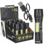 Geko Mini taktikaline LED taskulamp K02005, 10W, 500mAh, 500lm, IPX5, kaks valgusallikat, teleskoopiline suum, 3 režiimi