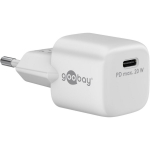 Goobay USB-C PD GaN Kiire Laadija Nano 65404, 20 W, 5/9/12 V, Valge, Kiire Laadimine
