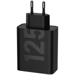 Motorola TurboPower 125W Duo Laadija PG38C06632, 2xUSB-C, 100-240V, 6.5A, 125W, 2m, GaN, must