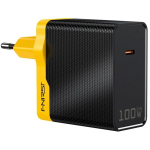 FNIRSI EU 100W PD toiteplokk, 100W, USB-C, GaN, PD, kompaktne, kollane-must