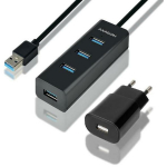 Axagon USB keskjaam HUE-S2BP 4 USB 3.0 porti, 1.2 m toiteadapter, 0.076 kg