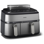 Philips Dual Basket Airfryer | NA555/00 5000 series | Power 2750 W | Capacity 9 L | RapidAir Plus | Silver