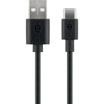 Goobay USB-C kaabel 59122, 2 m, 3 A, s&uuml;nkroonimine ja laadimine, must