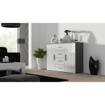 Cama Meble UNI SZ/BI elutoa kummut, 1320x920x380mm, 4 sahtlit, 2 ust, 2 riiulit, matt/l&auml;ikiv