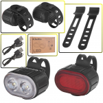 Ūdensizturīgs velosipēda gaismu komplekts, priek&scaron;ējā un aizmugurējā gaisma, 3+6 režīmi, USB uzlāde, IPX4, K02312, Keltin