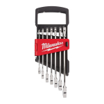 MAX BITE&trade; KOMBINĒTIE UZGRIEŽŅU ATSLĒGU AR SPRŪDRATU KOMPLEKTI, 7 PC MAXBITE RATCHET METRIC COMBINATION SPANNER SET - 1 PC, 4932464993 MILWAUKEE