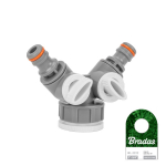 Balta līnija Tee ar vārstiem un 1" / 3/4" sievie&scaron;u vītni, BRADAS WL-2222, augstas kvalitātes materiāls, divi regulējami vārsti.