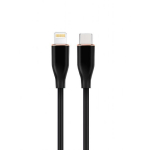 Gembird Lightning USB-C kaabel 1.5m CC-USB2S-CM8PM-1.5M-BK, must, 1 USB-C, 1 Lightning